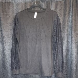 Chic Black Lace Sleeve Sweater